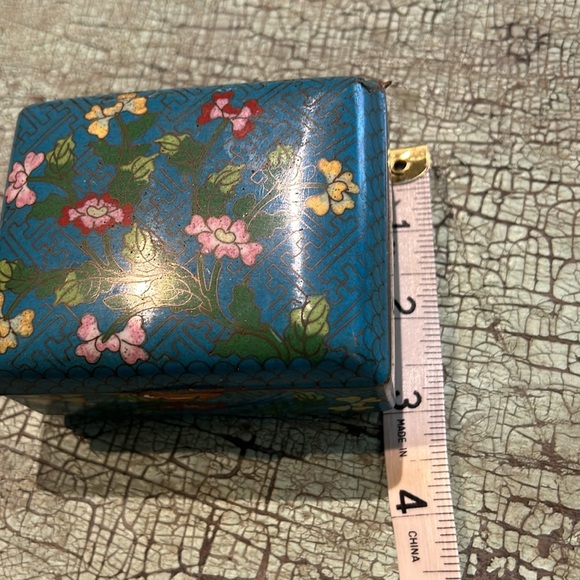 Antique Turquoise Chinese Cloisonné and brass Box, Circa 1900 Cigarette Trinket - Picture 9 of 9